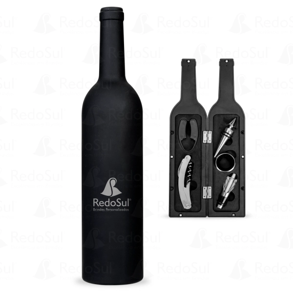 Kit Vinho Personalizado Formato Garrafa com 5 Peças Kit Vinho Personalizado Formato Garrafa com 5 Peças